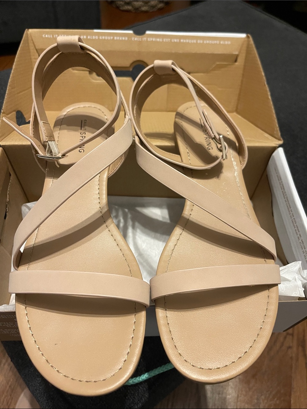 Call It Spring Nude Cross-Strap Ankle Sandals
